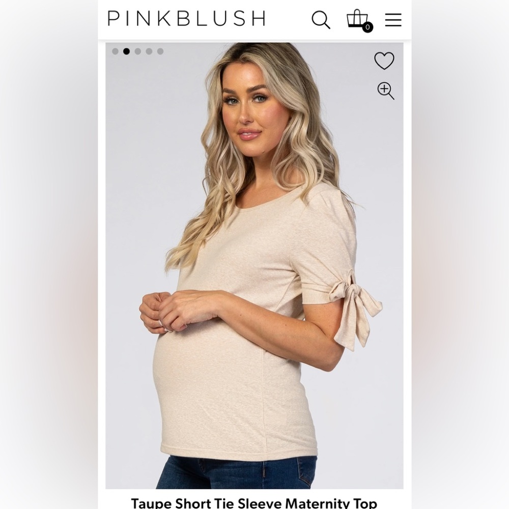 Pinkblush Taupe Short Tie Sleeve Maternity Top, size s